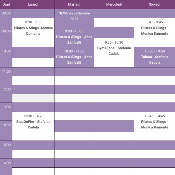 PROGRAMMA CORSI DI MOVIMENTO